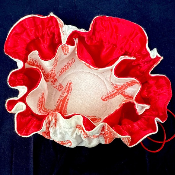 Handmade Japanese Style Satin Lined 8 Compartment Drawstring Purse/Jewelry Bag - Picture 7 of 14